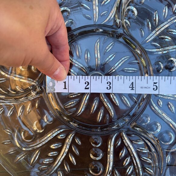 Vintage Federal Glass Clear Leaf Dot Pattern Divided Serving Charcuterie Plate - Picture 10 of 12